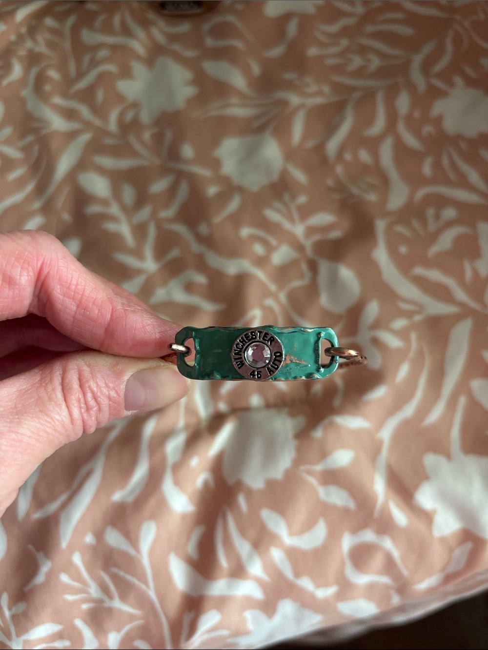 Green Enamel ID Bracelet with Center Accent